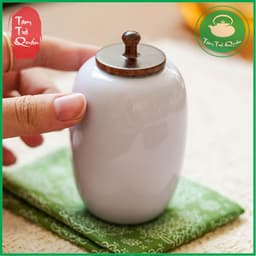 Hũ đựng, bảo quản trà sứ men ngọc nắp gỗ 2
