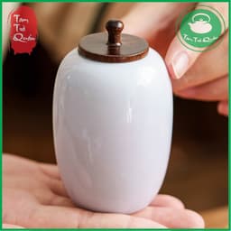 Hũ đựng, bảo quản trà sứ men ngọc nắp gỗ 4