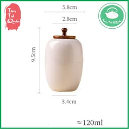 Hũ đựng, bảo quản trà sứ men ngọc nắp gỗ 6
