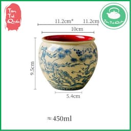 Bô sứ đổ cặn trà, nước trà men lam họa tiết sơn thủy 450ml | Dụng cụ thưởng trà 7