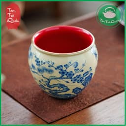 Bô sứ đổ cặn trà, nước trà men lam họa tiết sơn thủy 450ml | Dụng cụ thưởng trà 4