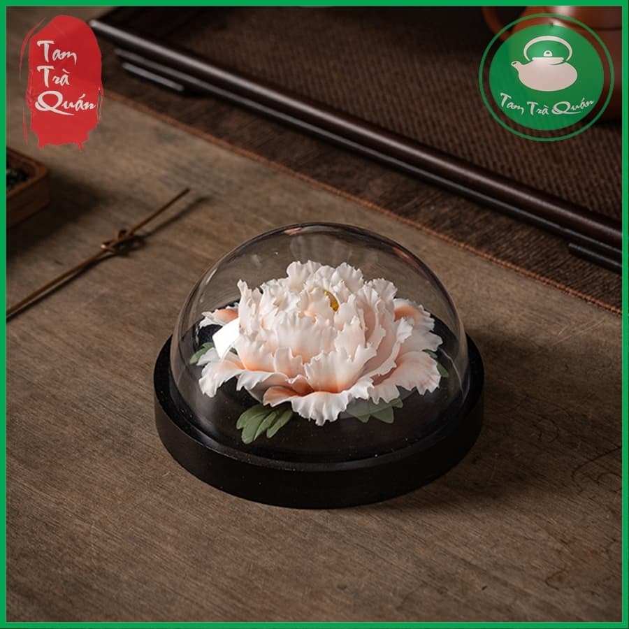 Bông hoa mẫu đơn gốm decor phòng trà, bàn trà, xông tinh dầu thơm