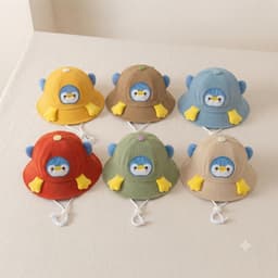 Mũ Vành Tròn Cho Bé Hình Chim Cánh Cụt Đáng Yêu - Nón Bucket Kèm Dây Chống Rơi 1