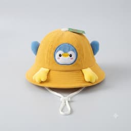 Mũ Vành Tròn Cho Bé Hình Chim Cánh Cụt Đáng Yêu - Nón Bucket Kèm Dây Chống Rơi 3