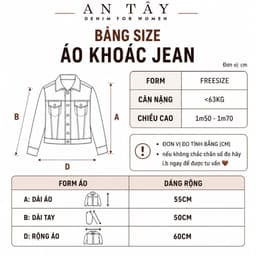 Áo Khoác Jean Nữ Form Rộng AN TÂY Phủ Bạc, Dáng Ngắn Retro #8038 Màu Xanh 9