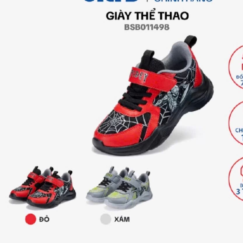 Giày Thể Thao Trẻ Em Spider Man Biti's BSB011498 – Năng Động, Cá Tính Cho Bé size 28-34