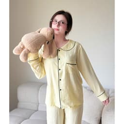 MB-SET-031 Set đồ ngủ trơn cổ sen viền né Maybee Homedress 2
