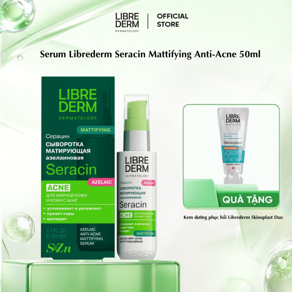 Serum Librederm Seracin Mattifying Anti-Acne Serum hỗ trợ kiềm dầu, giảm mụn, mờ thâm 50ml