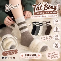 Tất Nữ Chất Cotton Cổ Cao Kẻ Sọc Ngang Set 10 Đôi  Siêu Xinh 1