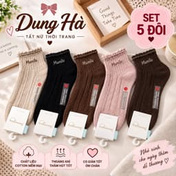 Tất Nữ Cổ Ngắn Chất Cotton Hoạ Tiêt Chữ Miu2 siêu Xinh Màu Sang sạch 2