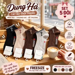 Tất Nữ Cổ Ngắn Chất Cotton Mềm Mại Siêu Xinh  Chữ P Set 5 đôi -10 đôi 2