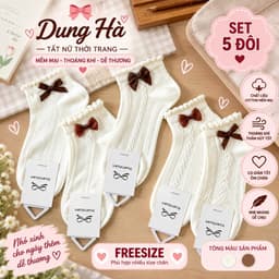 Tất Nữ Cổ Ngắn Chất Cotton Hoạ Tiết Nơ (Sịn) Điệu Đà Tiểu Thư 2