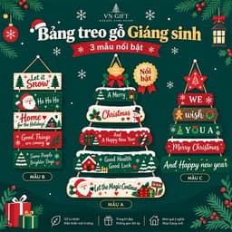 Bảng treo gỗ Giáng sinh trang trí noel, homestay, cà phê........ tặng kèm đinh 3 chân 1