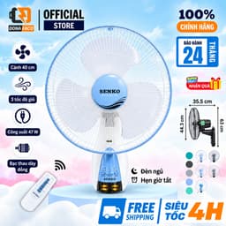Quạt treo tường điều khiển từ xa Senko TR1628, Quạt treo có remote công suất 47w 3 cánh chính hãng 1