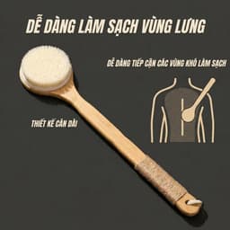 Bàn Chải Tắm Cán Dài Gỗ Tre lông mềm , Kỳ Lưng Tẩy Tế Bào Chết, Sợi PP Mềm Mại Massage Cơ Thể,  40x10.5 cm 3