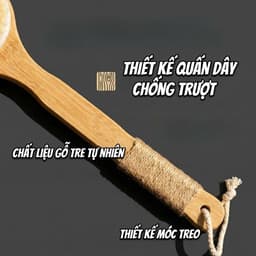 Bàn Chải Tắm Cán Dài Gỗ Tre lông mềm , Kỳ Lưng Tẩy Tế Bào Chết, Sợi PP Mềm Mại Massage Cơ Thể,  40x10.5 cm 4