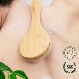 Bàn Chải Tắm Cán Dài Gỗ Tre lông mềm , Kỳ Lưng Tẩy Tế Bào Chết, Sợi PP Mềm Mại Massage Cơ Thể,  40x10.5 cm 6