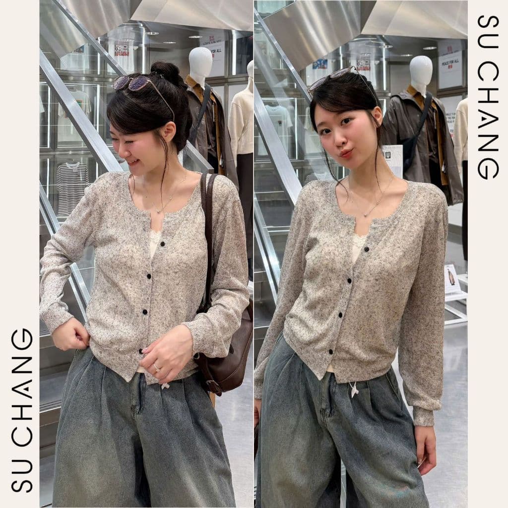 Áo Len Dệt Kim Phối Tiêu Mix Thun Viền Ren A1008 Su Chang Thời Trang Nữ