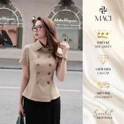 Áo Kí Giả Cổ Đức Khuy Đối Xứng Chất Kaki Hàn MACI MCAABBE0411 Thời Trang Nữ Thiết Kế Độc Quyền 1
