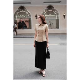 Áo Kí Giả Cổ Đức Khuy Đối Xứng Chất Kaki Hàn MACI MCAABBE0411 Thời Trang Nữ Thiết Kế Độc Quyền 4