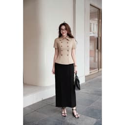 Áo Kí Giả Cổ Đức Khuy Đối Xứng Chất Kaki Hàn MACI MCAABBE0411 Thời Trang Nữ Thiết Kế Độc Quyền 7