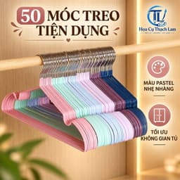 [50 MÓC ] Móc Treo Quần Áo TL02 Bọc Nhựa – Móc Inox Siêu Bền, Chống Trượt – Dọn Tủ Đón Tết 1
