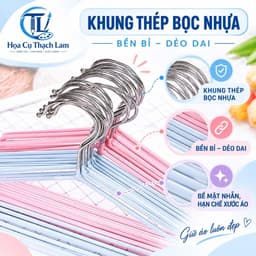 [50 MÓC ] Móc Treo Quần Áo TL02 Bọc Nhựa – Móc Inox Siêu Bền, Chống Trượt – Dọn Tủ Đón Tết 3