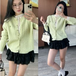 Lily.clothes- Áo cardigan len vặn thừng cúc đồng thêu gấu dày dặn hàng QC loại 1 (CDG16) 6