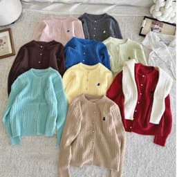 Lily.clothes- Áo cardigan len vặn thừng cúc đồng thêu gấu dày dặn hàng QC loại 1 (CDG16) 7