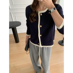 Lily.clothes- Áo cardigan len trơn dài tay cổ tròn cúc đồng hàng QC loại 1 (CDG17) 2