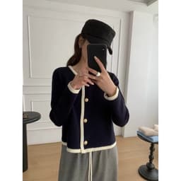 Lily.clothes- Áo cardigan len trơn dài tay cổ tròn cúc đồng hàng QC loại 1 (CDG17) 3