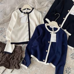Lily.clothes- Áo cardigan len trơn dài tay cổ tròn cúc đồng hàng QC loại 1 (CDG17) 5