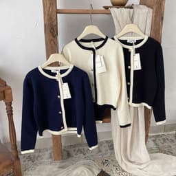 Lily.clothes- Áo cardigan len trơn dài tay cổ tròn cúc đồng hàng QC loại 1 (CDG17) 6