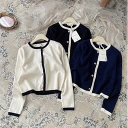 Lily.clothes- Áo cardigan len trơn dài tay cổ tròn cúc đồng hàng QC loại 1 (CDG17) 8
