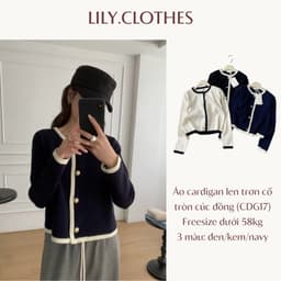 Lily.clothes- Áo cardigan len trơn dài tay cổ tròn cúc đồng hàng QC loại 1 (CDG17) 1