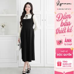 Váy Bầu Lymmom Thu Đông Xinh Dánh Dài Dài Tay, Váy Len Bầu Chất Liệu Cao Cấp Mềm Mại Đi Tiệc VL032 1
