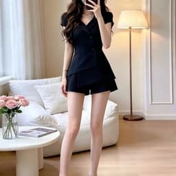 MẬP STYLE (47-90 KG) ÁO VEST ĐEN CỔ VE, CHẤT COTTON HÀN MÁT, ĐỨNG FORM, THANH LỊCH 5