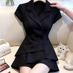 MẬP STYLE (47-90 KG) ÁO VEST ĐEN CỔ VE, CHẤT COTTON HÀN MÁT, ĐỨNG FORM, THANH LỊCH 2