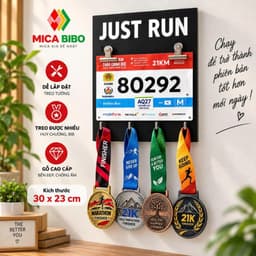 🏃 BẢNG TREO HUY CHƯƠNG CHẠY BỘ + BIB + MEDAL – TREO 40 HUY CHƯƠNG 3