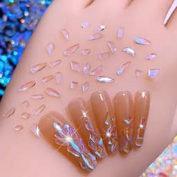 Túi 100 viên đá khối chân bằng trong suốt màu sắc Bling trang trí móng - Hoangquy.233 3