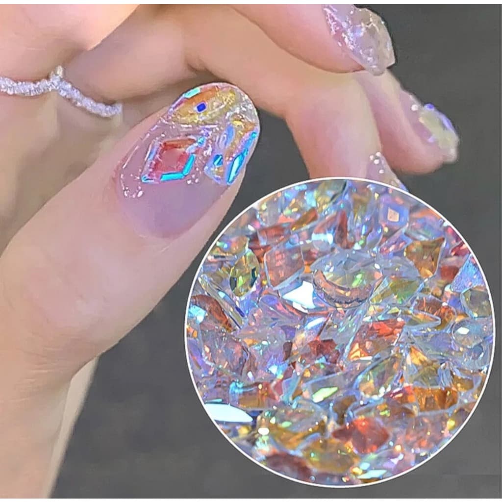 Túi 100 viên đá khối chân bằng trong suốt màu sắc Bling trang trí móng - Hoangquy.233