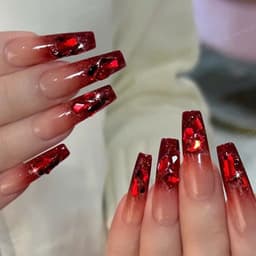 Túi 100 viên đá khối chân bằng trong suốt màu sắc đỏ Bling trang trí móng - Hoangquy.233 3