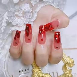 Túi 100 viên đá khối chân bằng trong suốt màu sắc đỏ Bling trang trí móng - Hoangquy.233 7