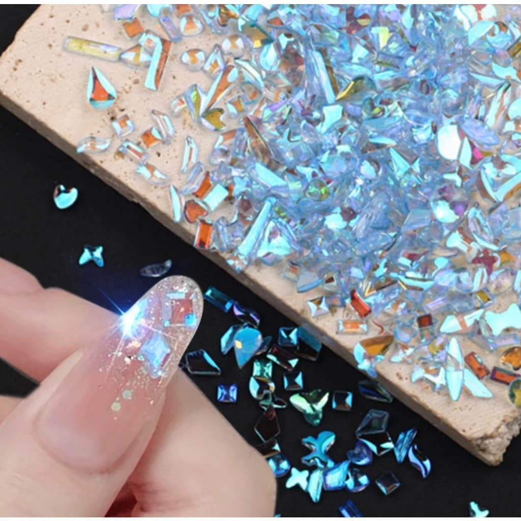 Túi 100 viên đá khối chân bằng trong suốt màu sắc Bling trang trí móng - Hoangquy.233