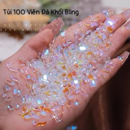 Túi 100 viên đá khối chân bằng trong suốt màu sắc Bling trang trí móng - Hoangquy.233 9