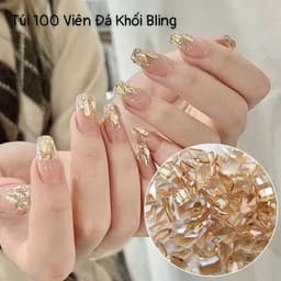 Túi 100 viên đá khối chân bằng trong suốt màu sắc Bling trang trí móng - Hoangquy.233 1