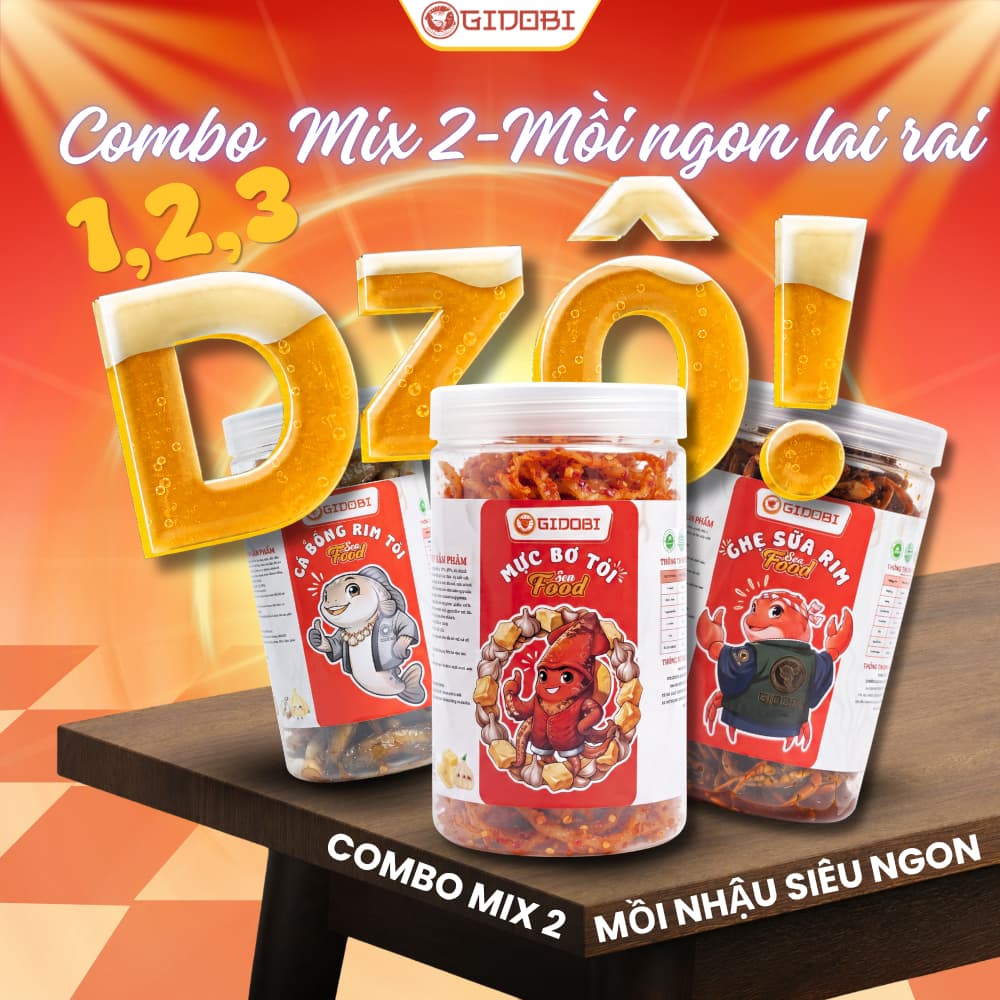 [GIDOBI] Combo Mix 2 - Mồi nhậu lai rai - Đồ ăn vặt ngon rẻ - 600g