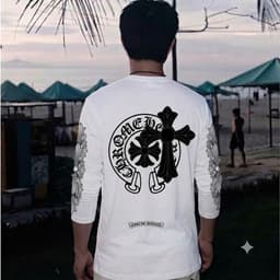 Áo thun dài tay phông cotton thánh giá CHORME HEARTS nam nữ boxy long tee form rộng unisex thể thao thu đông AM110 5