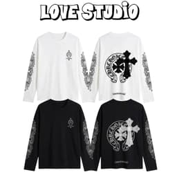 Áo thun dài tay phông cotton thánh giá CHORME HEARTS nam nữ boxy long tee form rộng unisex thể thao thu đông AM110 1