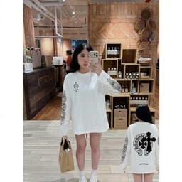 Áo thun dài tay phông cotton thánh giá CHORME HEARTS nam nữ boxy long tee form rộng unisex thể thao thu đông AM110 9